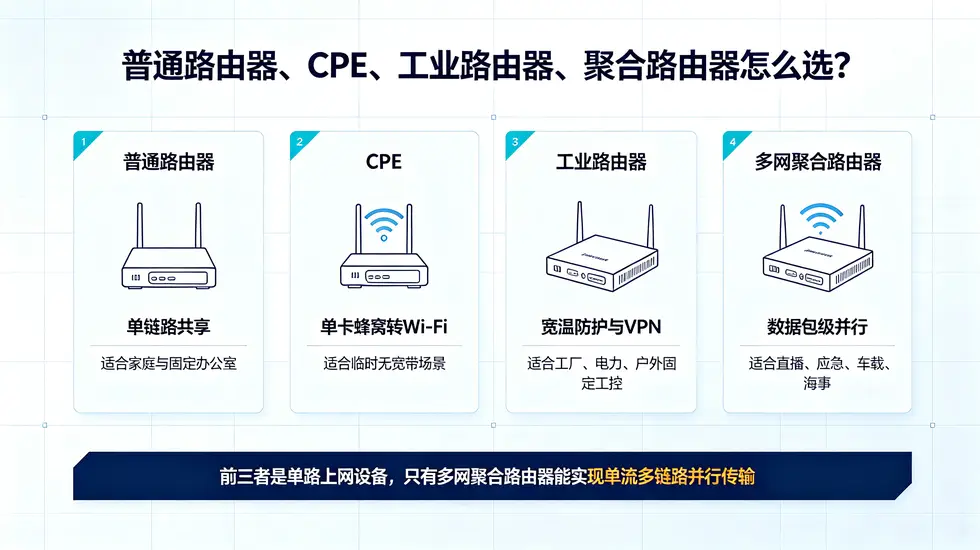 普通路由器、CPE、工业路由器、聚合路由器的区别