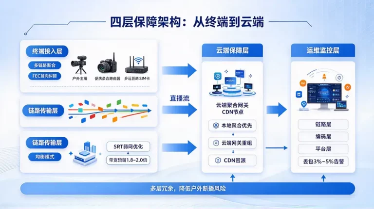 四层保障架构：从终端到云端，构建直播网络冗余体系