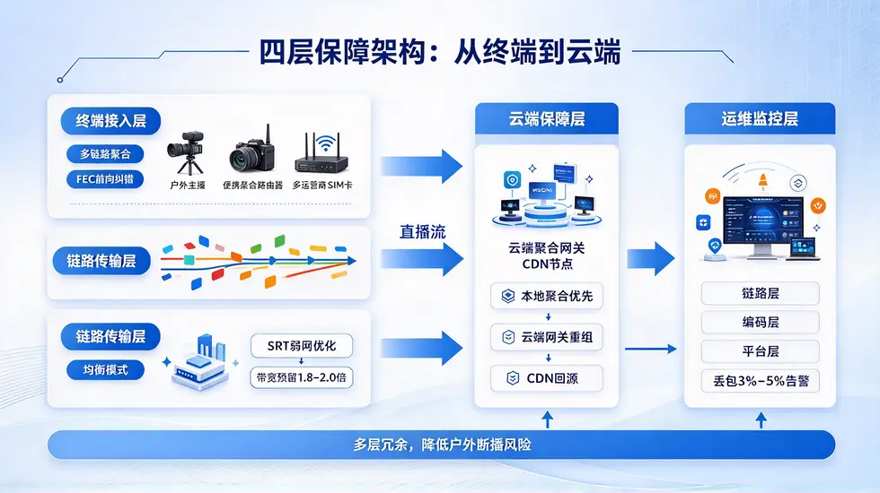 四层保障架构:从终端到云端,构建直播网络冗余体系